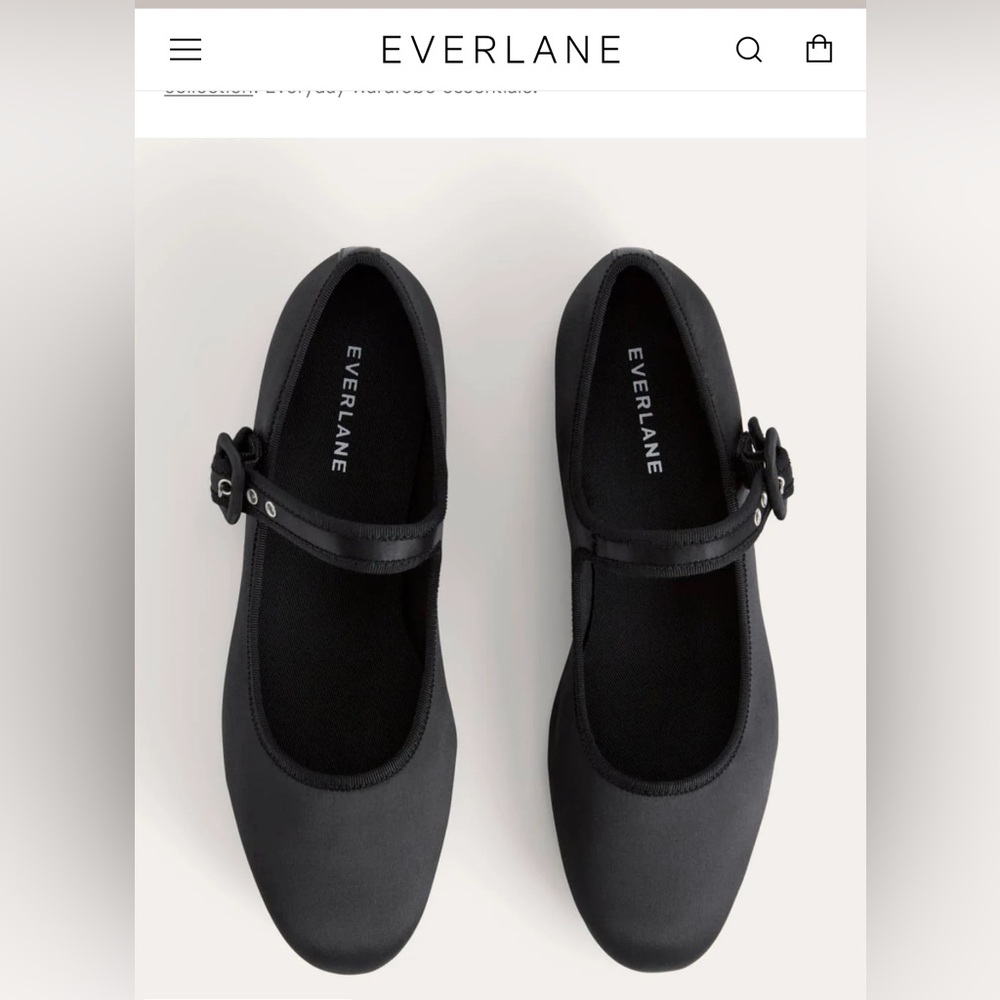 NEW Everlane The Day Buckle Mary Jane BLACK Satin flats